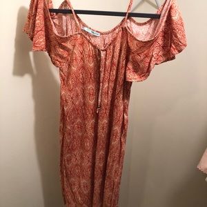 Orange Off the Shoulder Dress